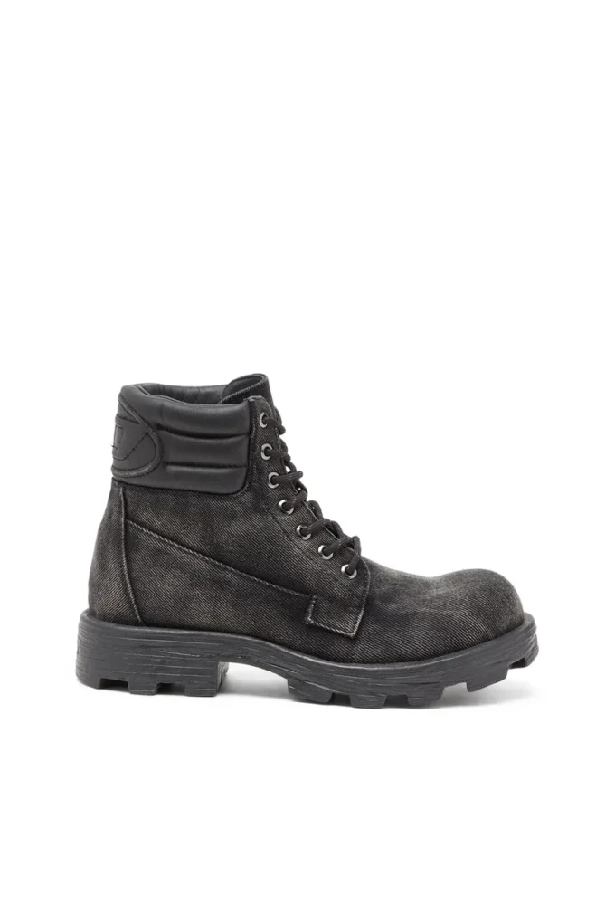 d-hammer lace up w Bottes D-Hammer-Combat en denim et cuir