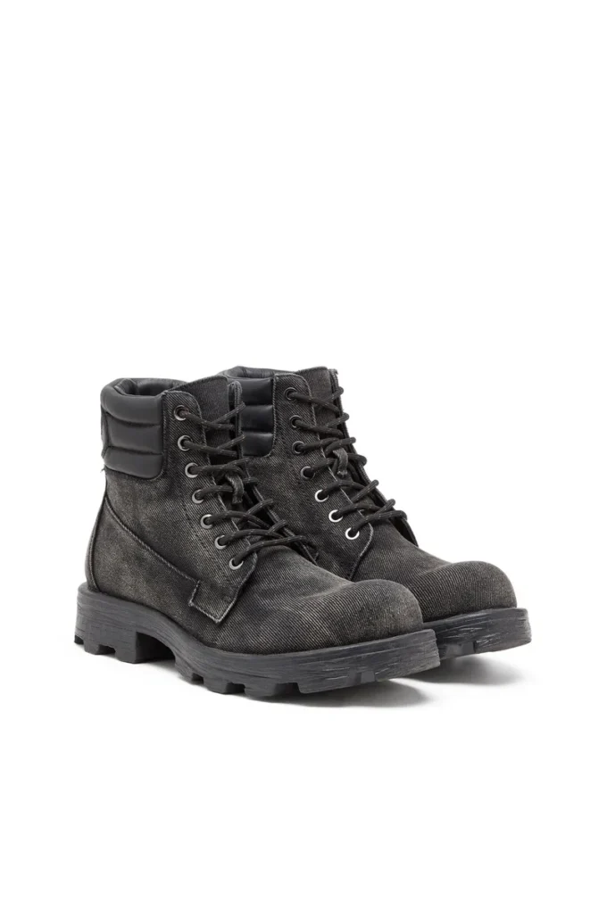 d-hammer lace up w Bottes D-Hammer-Combat en denim et cuir