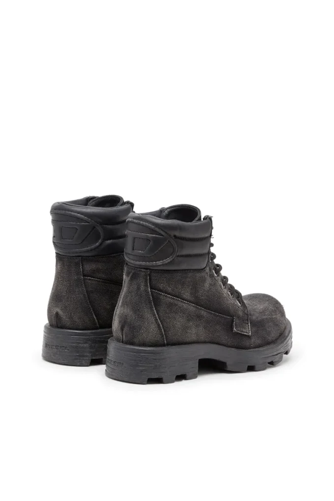d-hammer lace up w Bottes D-Hammer-Combat en denim et cuir