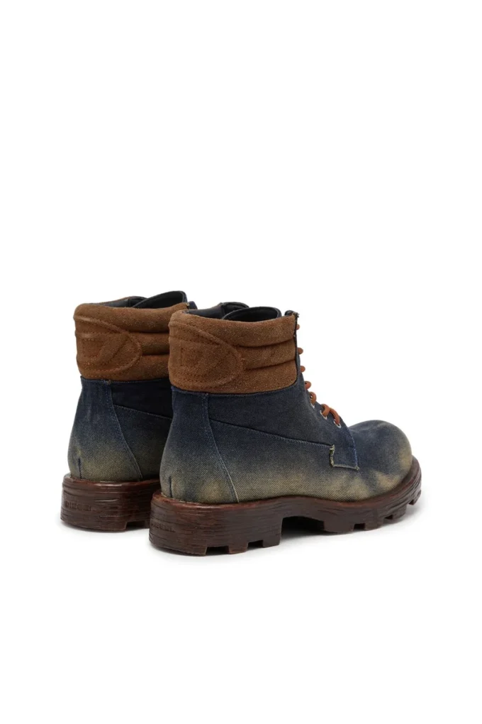 d-hammer lace up Bottines D-Hammer-Combat en denim et daim