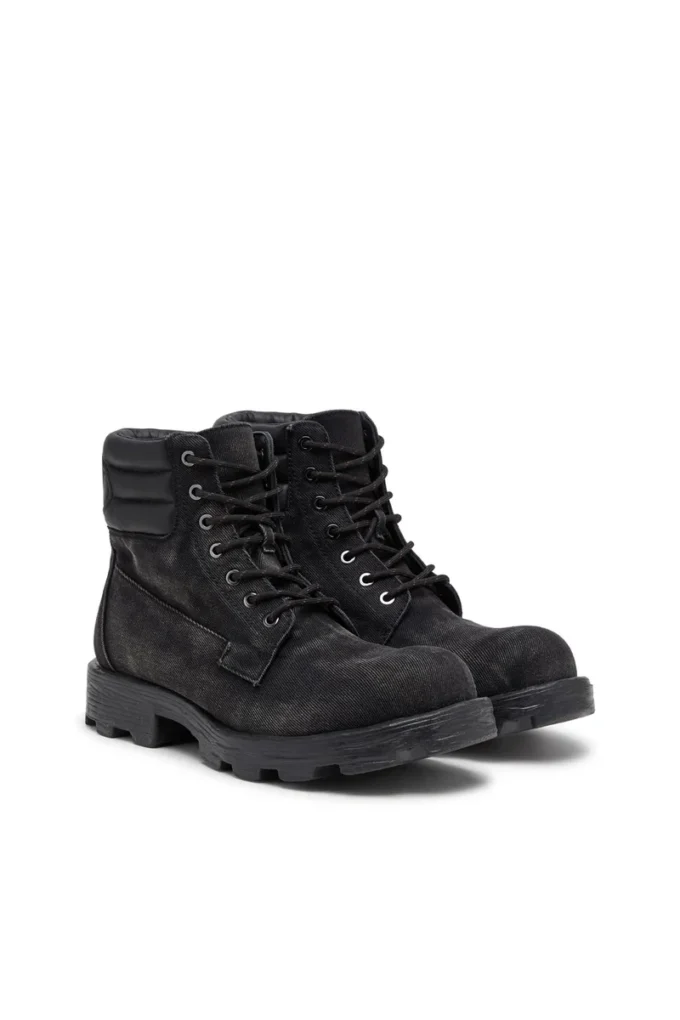 d-hammer à lacets D-Hammer – Bottes militaires en denim et cuir
