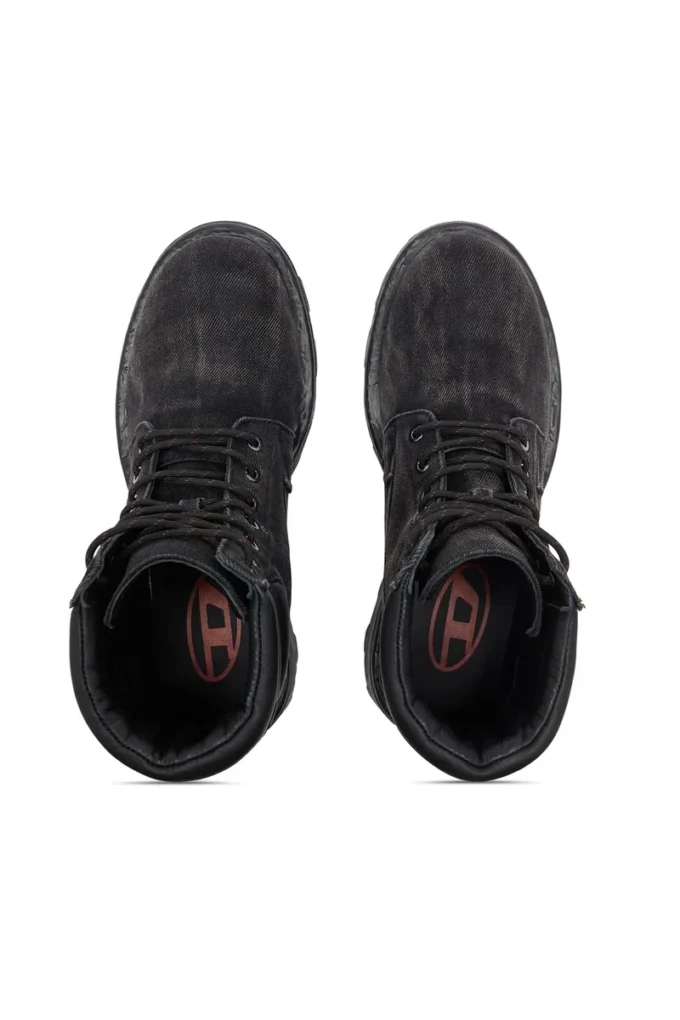 d-hammer à lacets D-Hammer – Bottes militaires en denim et cuir