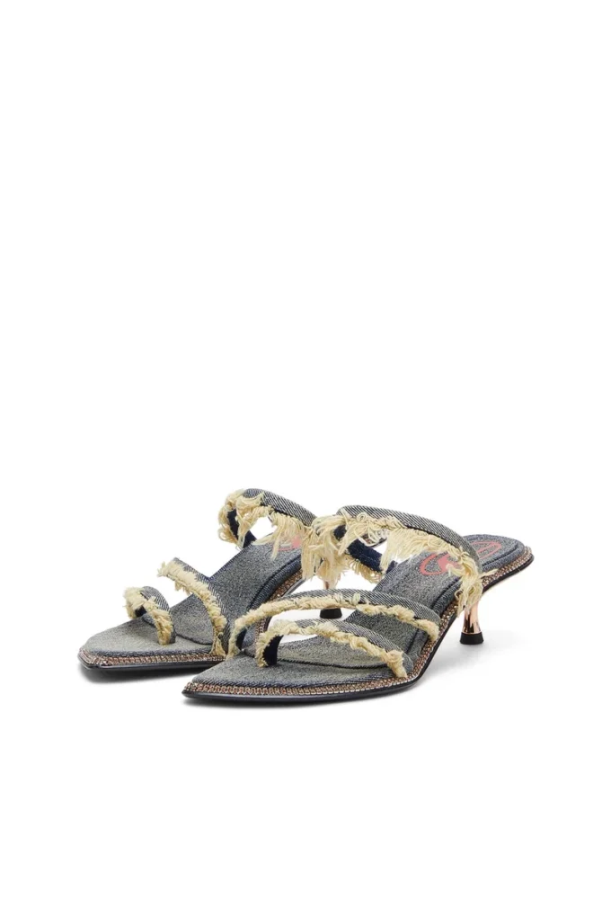 d-havanna kittie Mules D-Havanna Kittie en denim effiloché avec cristaux
