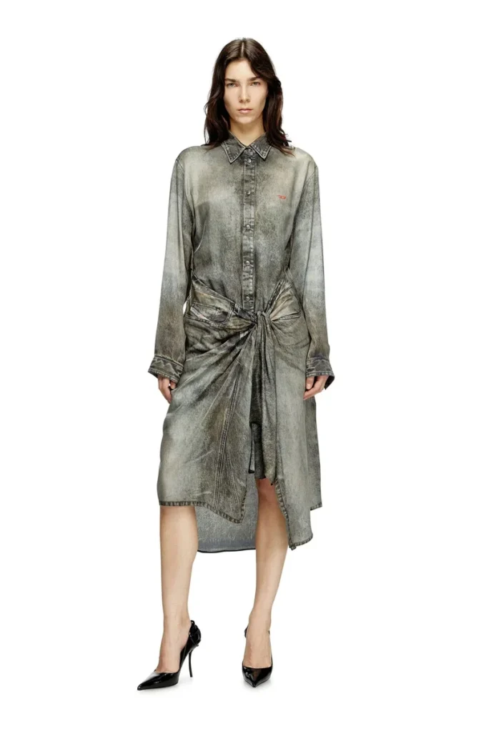 d-iletta Robe portefeuille en viscose aspect denim