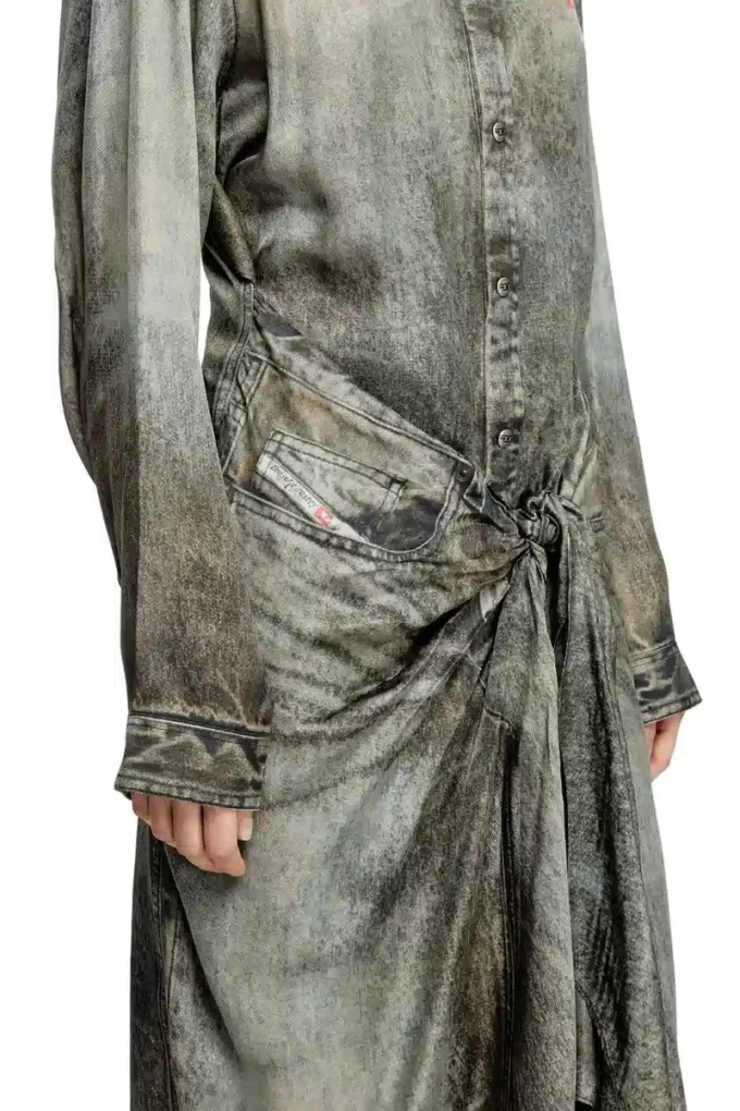 d-iletta Robe portefeuille en viscose aspect denim