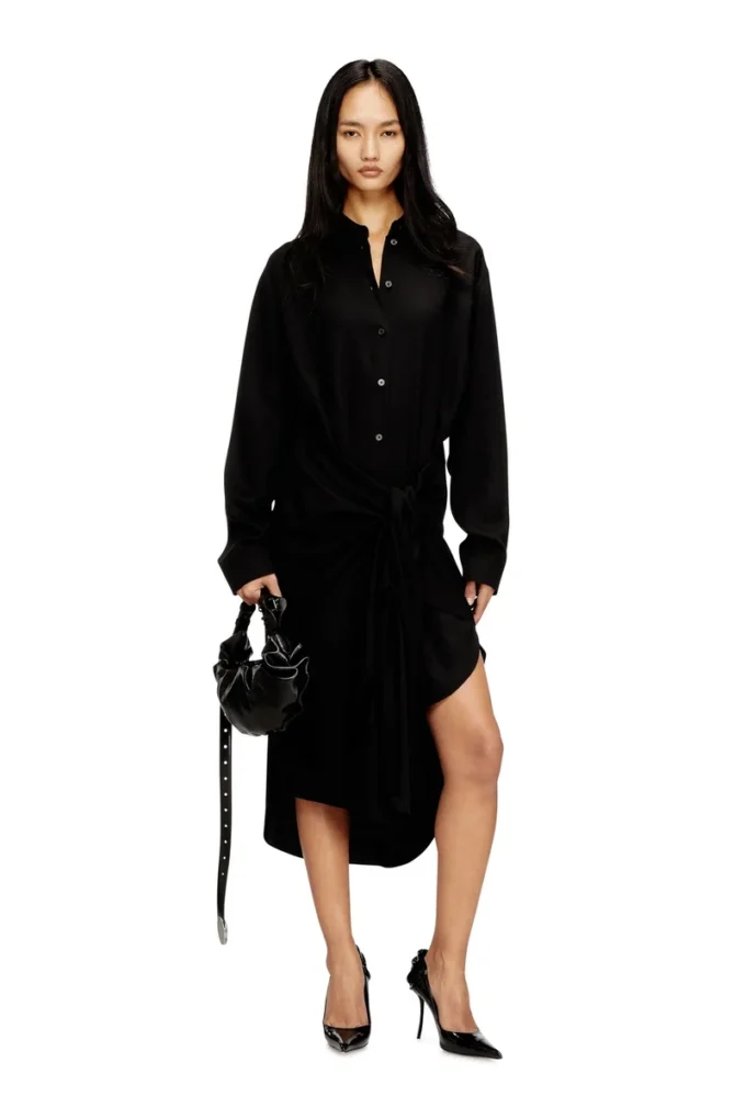 d-iletta-s1 Robe chemise midi avec détail torsadé