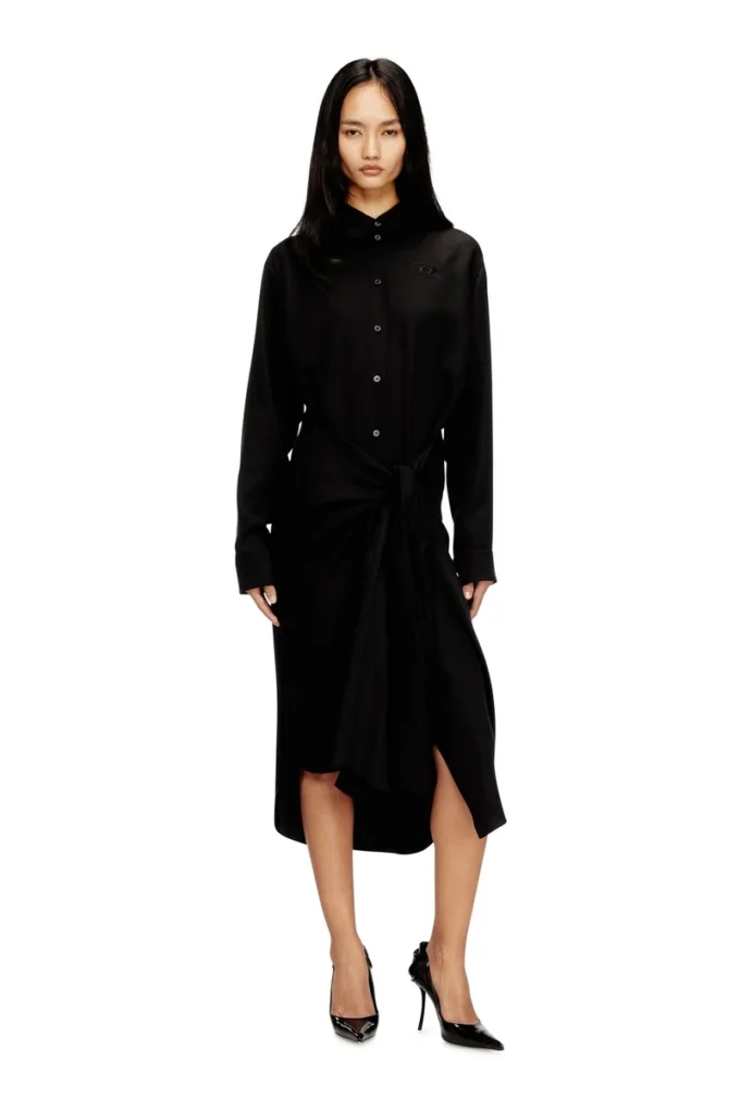 d-iletta-s1 Robe chemise midi avec détail torsadé