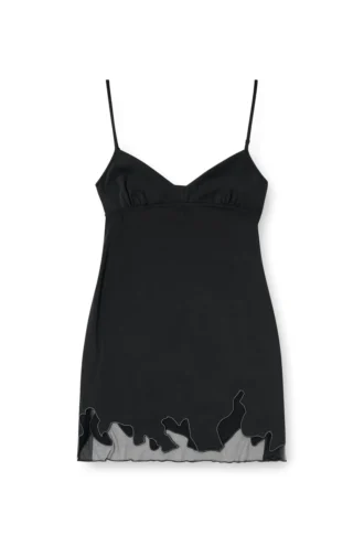 d-inlay-r1 Mini-robe en nylon avec empiècement en tulle