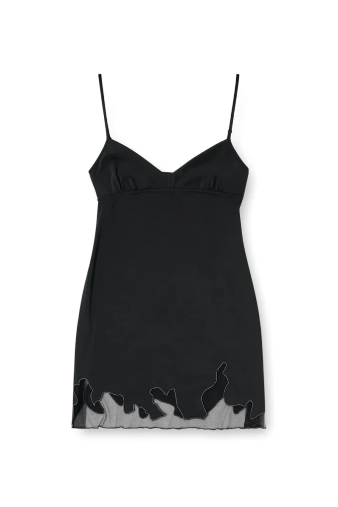 d-inlay-r1 Mini-robe en nylon avec empiècement en tulle