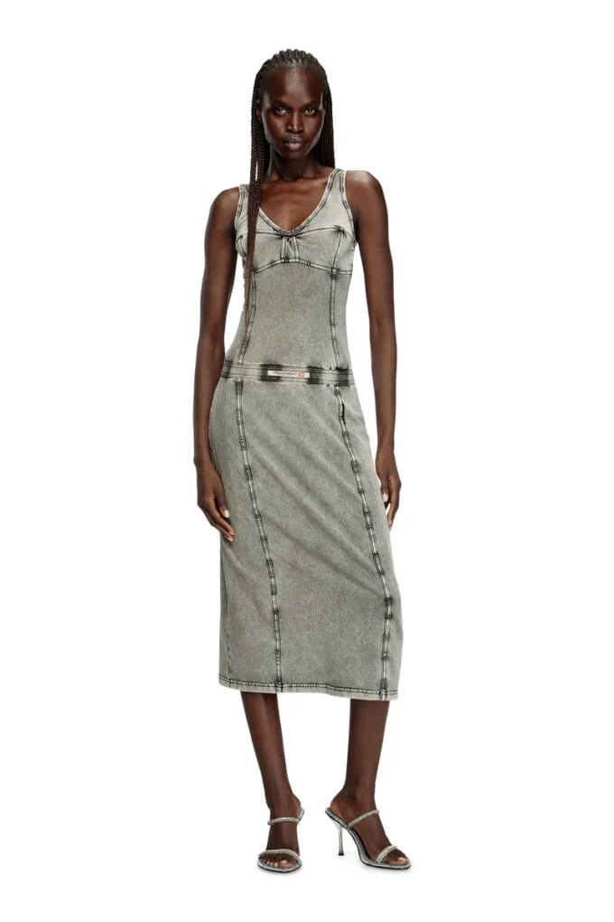d-inny Robe midi sans manches effet denim