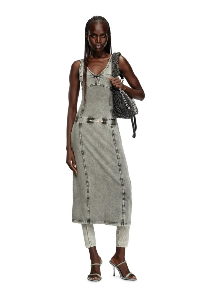 d-inny Robe midi sans manches effet denim