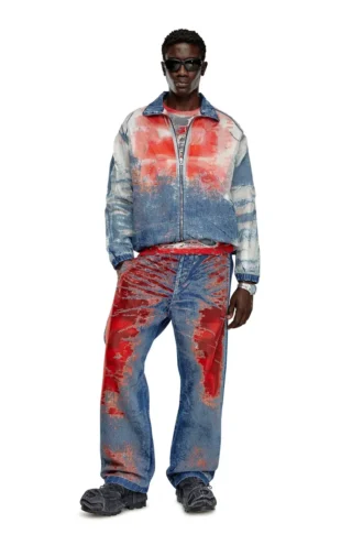 d-krap-fse Veste en denim dévoré avec logo