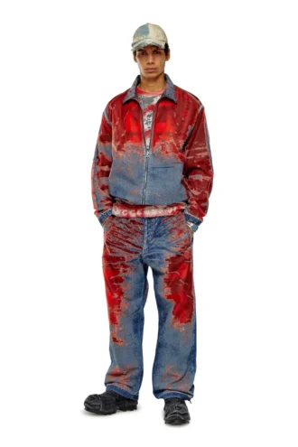 d-krap-fse Veste en denim dévoré avec logo