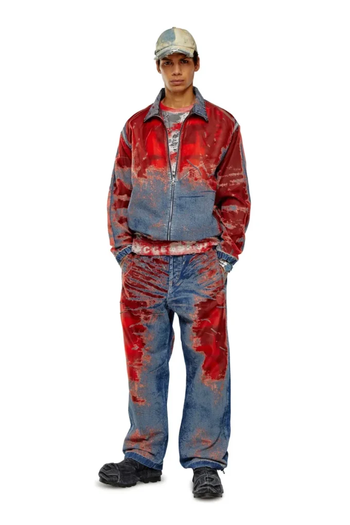 d-krap-fse Veste en denim dévoré avec logo