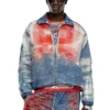 d-krap-fse Veste en denim dévoré avec logo