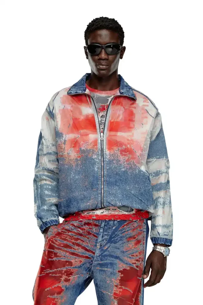 d-krap-fse Veste en denim dévoré avec logo