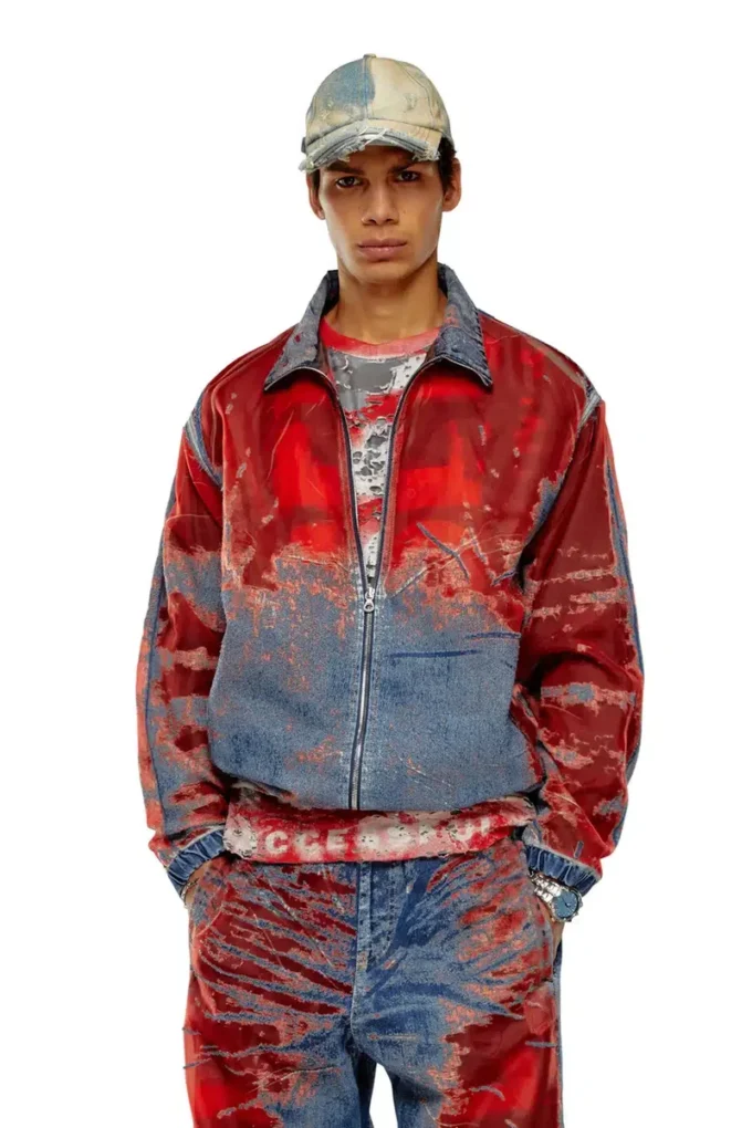 d-krap-fse Veste en denim dévoré avec logo