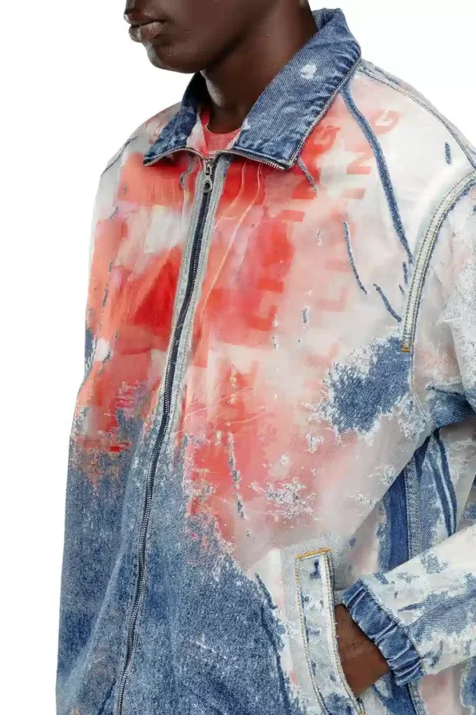 d-krap-fse Veste en denim dévoré avec logo