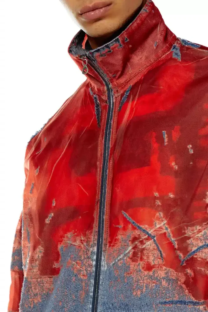 d-krap-fse Veste en denim dévoré avec logo