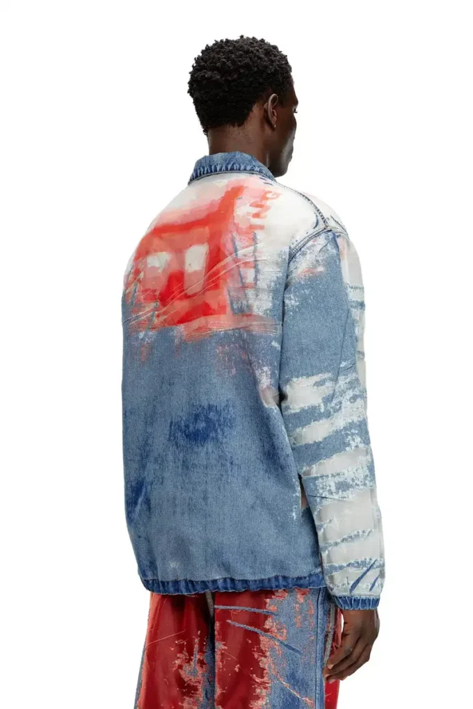 d-krap-fse Veste en denim dévoré avec logo