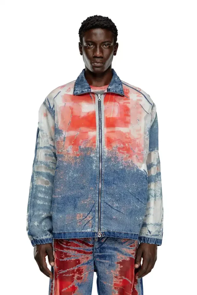 d-krap-fse Veste en denim dévoré avec logo