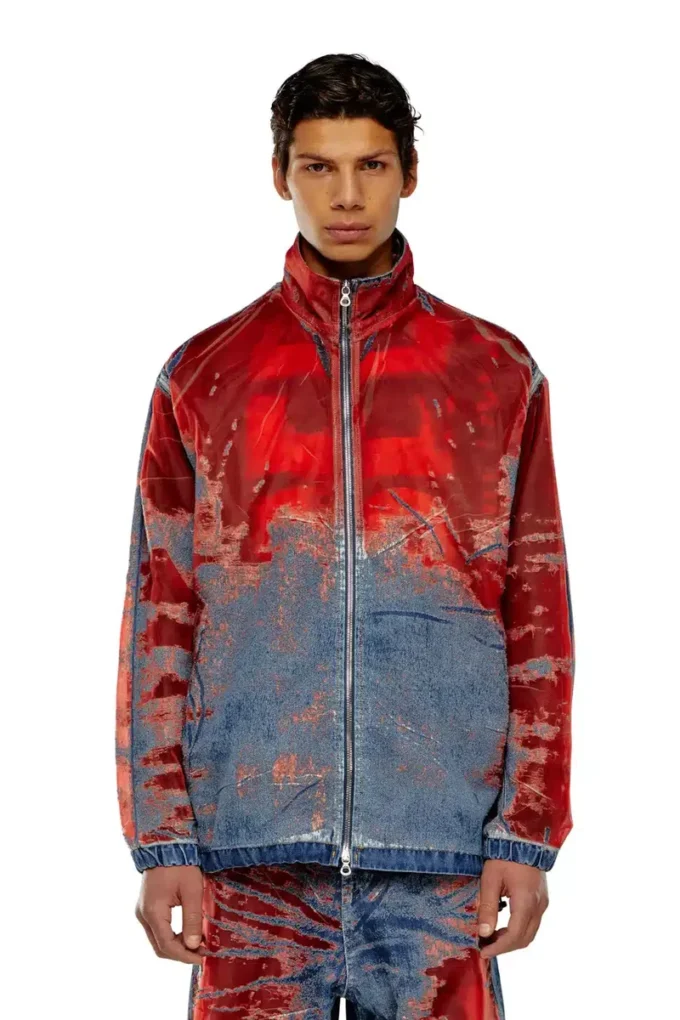 d-krap-fse Veste en denim dévoré avec logo