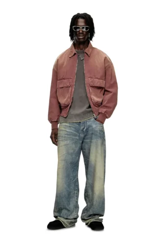 d-kurz Veste en denim coloré à chevrons