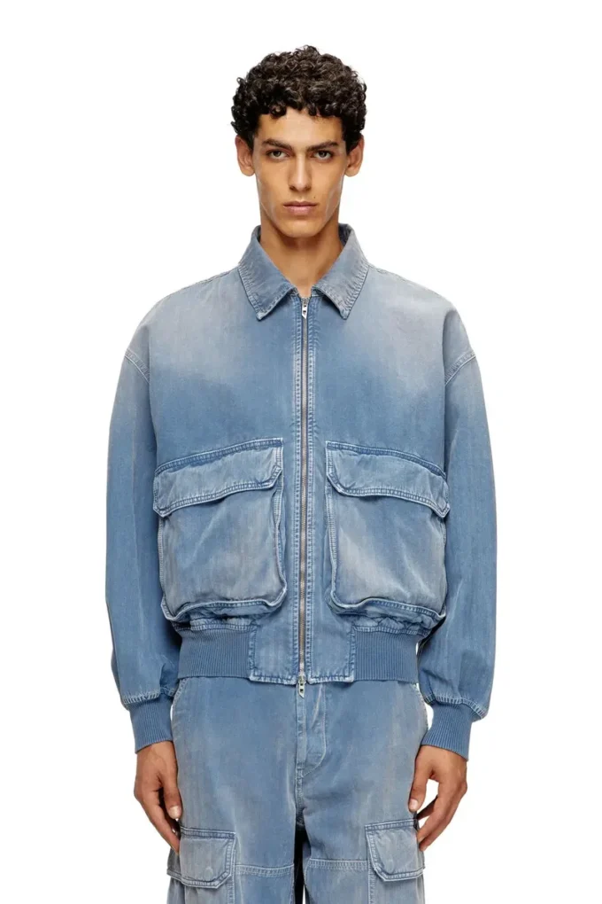 d-kurz Veste en denim coloré à chevrons