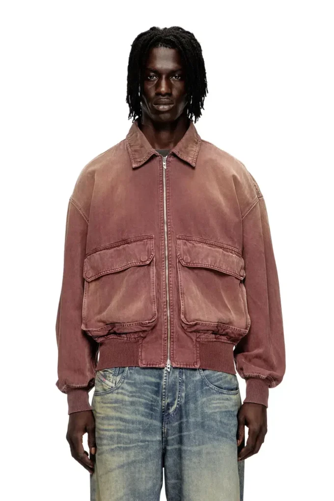 d-kurz Veste en denim coloré à chevrons