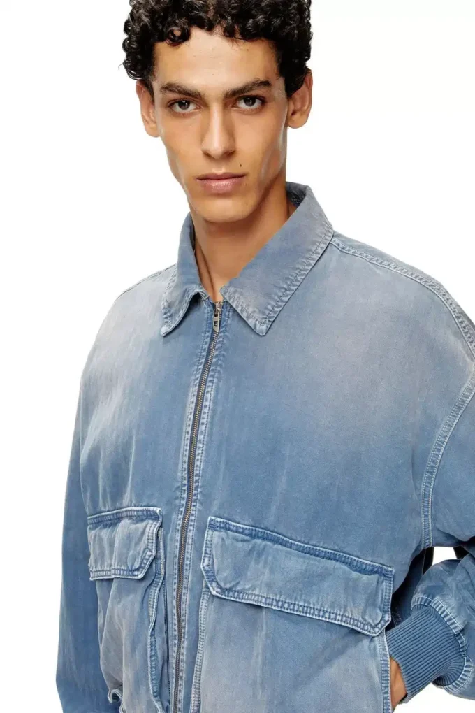 d-kurz Veste en denim coloré à chevrons