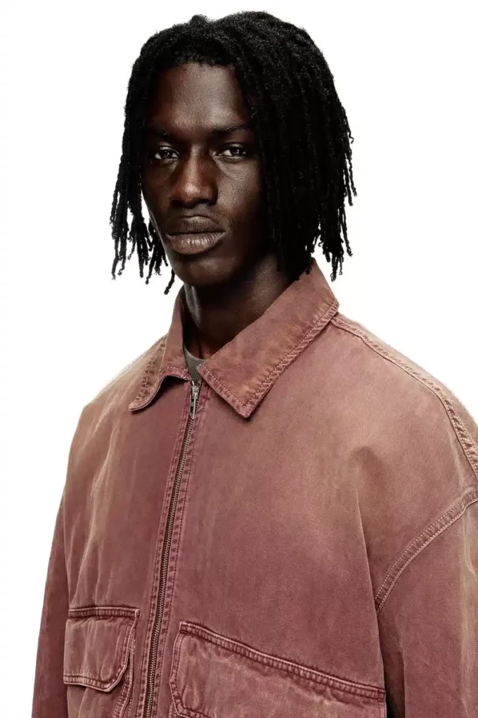 d-kurz Veste en denim coloré à chevrons