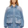 d-kurz Veste en denim coloré à chevrons