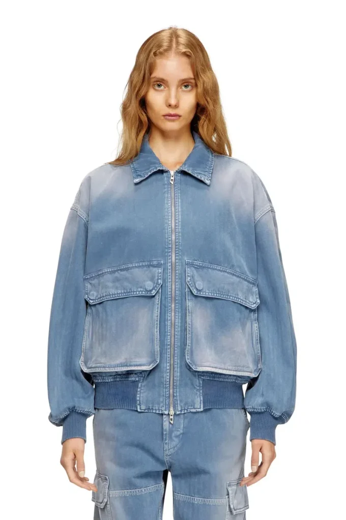 d-kurz Veste en denim coloré à chevrons