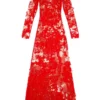 d-lea Robe longue en tulle et jersey dévoré