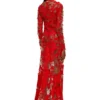 d-lea Robe longue en tulle et jersey dévoré
