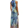 d-leele Robe longue en jersey déchiré avec imprimé poster