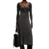 d-ley Robe midi en jersey côtelé délavé