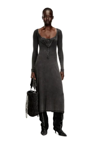d-ley Robe midi en jersey côtelé délavé
