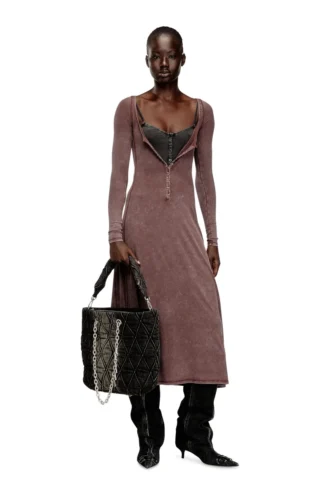 d-ley Robe midi en jersey côtelé délavé