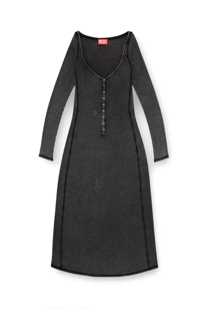 d-ley Robe midi en jersey côtelé délavé