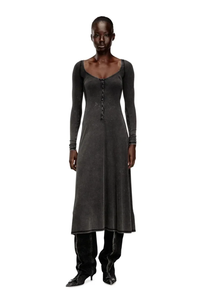 d-ley Robe midi en jersey côtelé délavé