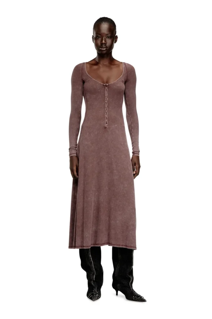 d-ley Robe midi en jersey côtelé délavé