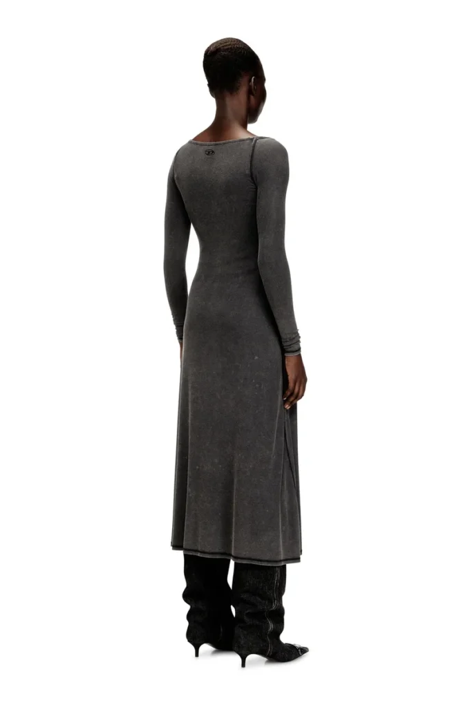 d-ley Robe midi en jersey côtelé délavé