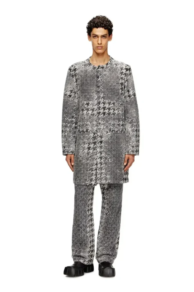 d-lot-fsh Manteau en denim jacquard Prince de Galles