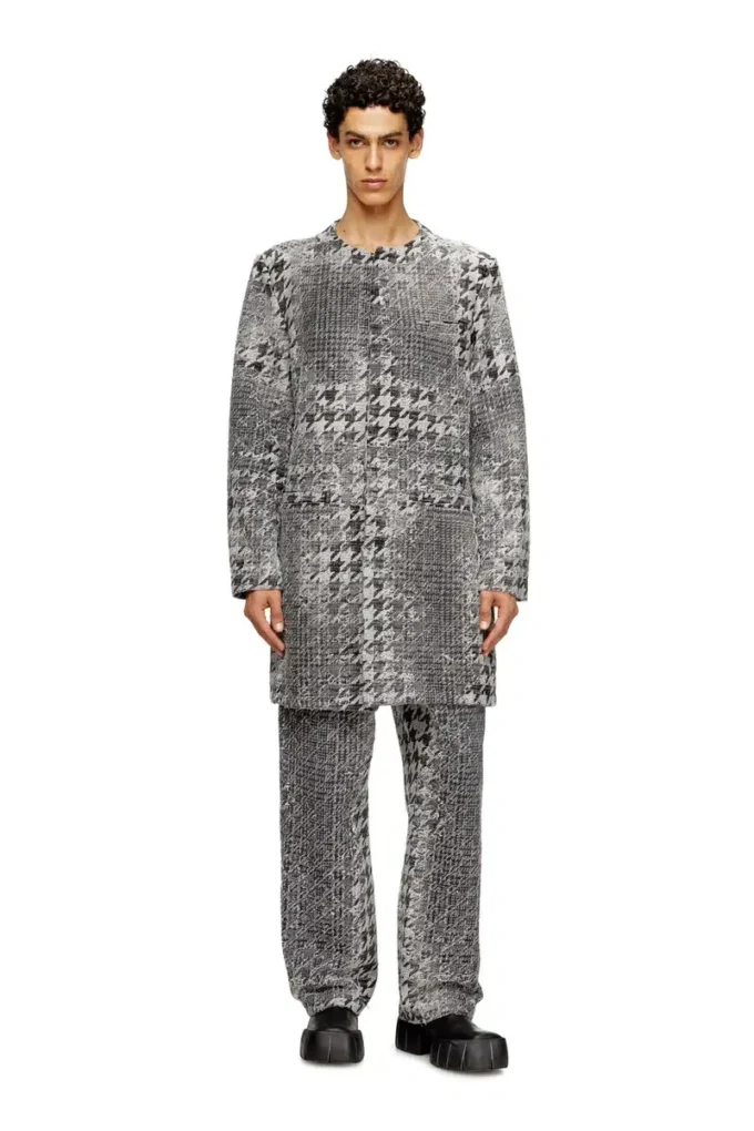 d-lot-fsh Manteau en denim jacquard Prince de Galles