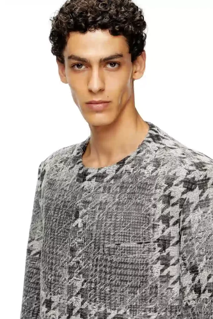d-lot-fsh Manteau en denim jacquard Prince de Galles