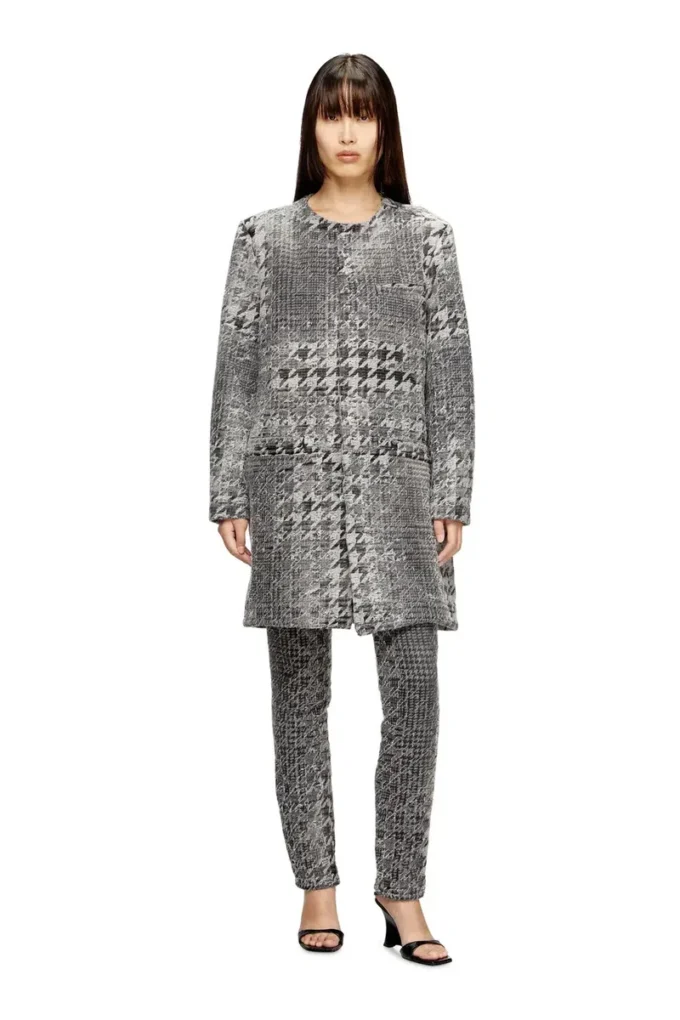 d-lot-fsh Manteau en denim jacquard Prince de Galles