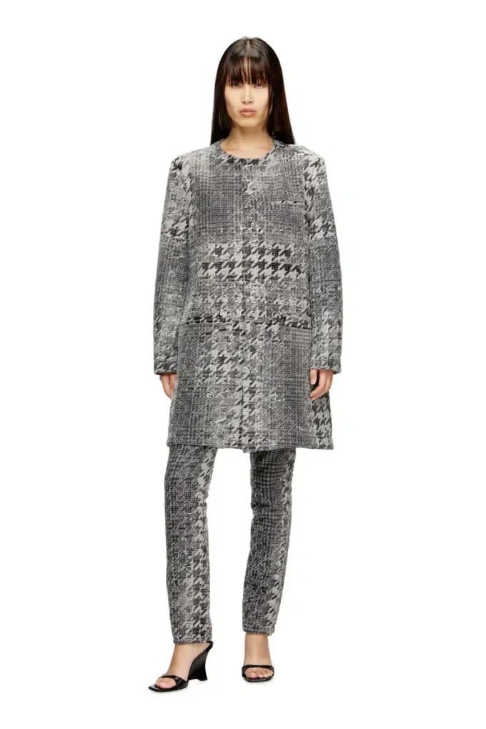 d-lot-fsh Manteau en denim jacquard Prince de Galles