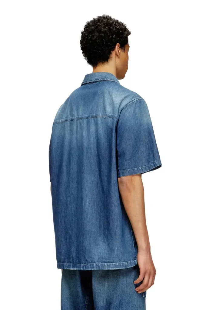 d-nabil-d Chemise de bowling en denim effet contrasté