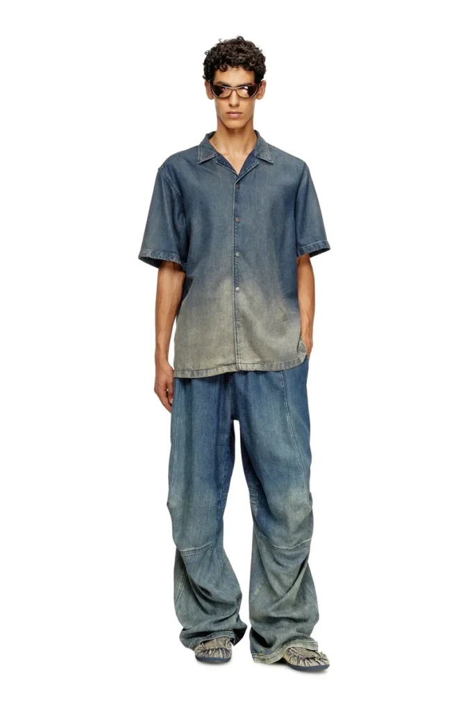 d-nabil-s3 Chemise de bowling en denim fluide dégradé